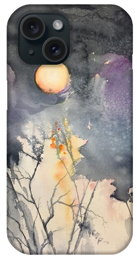 Landscape Yin Moon iPhone Case featuring the painting Yin Time by Caroline Patrick
