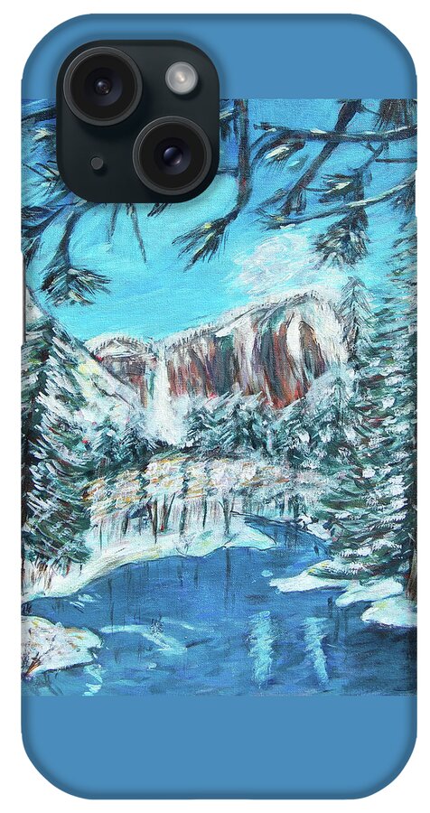 Yosemite iPhone Case featuring the painting Yosemite In Winter by Carolyn Donnell