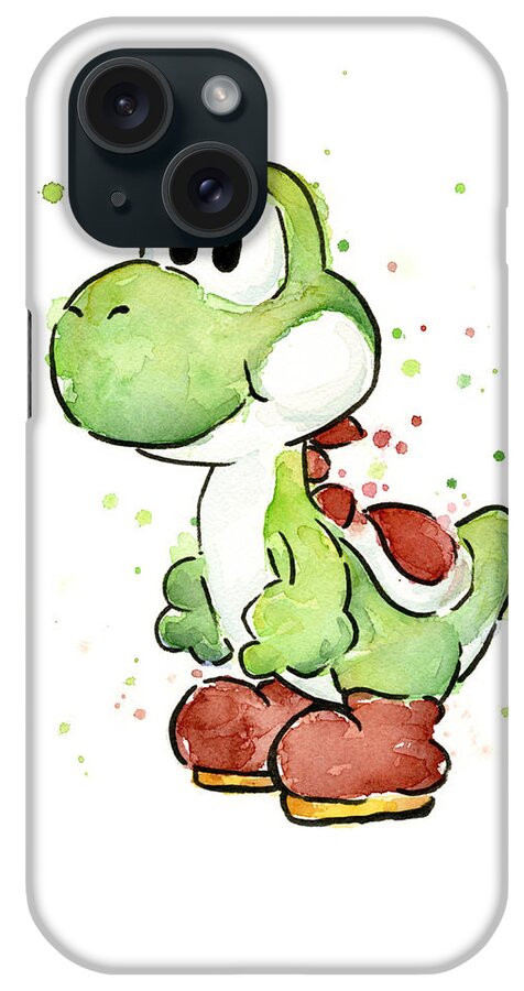 Watercolor iPhone Case featuring the painting Yoshi Watercolor by Olga Shvartsur