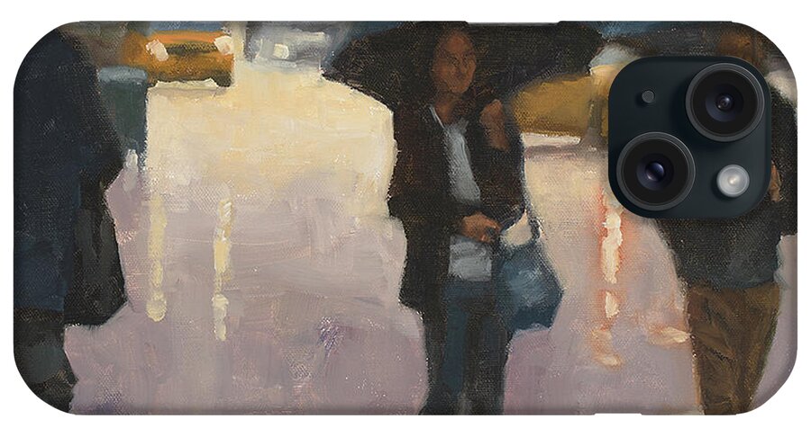 Umbrella Scene iPhone Case featuring the painting You and I and the rain by Tate Hamilton