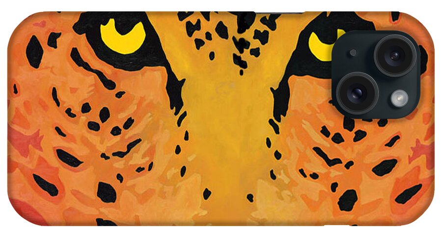 Leopard iPhone Case featuring the painting You Are Being Watched by Cheryl Bowman