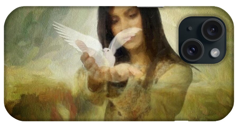 Woman iPhone Case featuring the digital art You bird of freedom and peace by Gun Legler