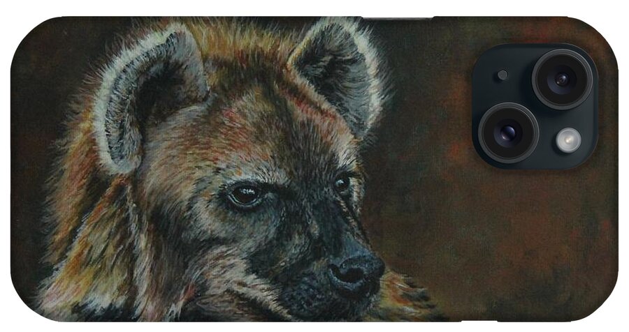 Hyena iPhone Case featuring the painting You Don't See Me Laughing......Hyena by Bob Williams