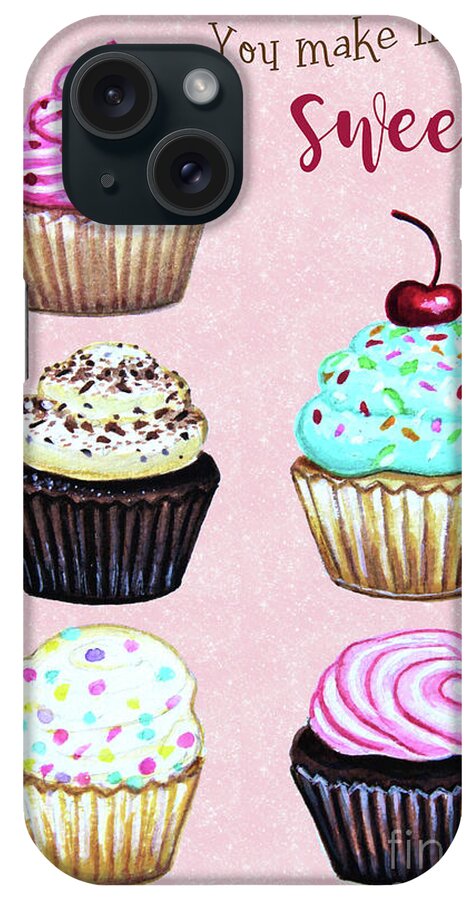 Cupcakes iPhone Case featuring the painting You Make Life Sweet by Elizabeth Robinette Tyndall