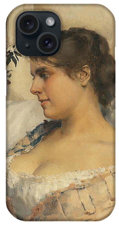 19th Century Art iPhone Case featuring the painting Young Woman in Her Boudoir by Albert Edelfelt