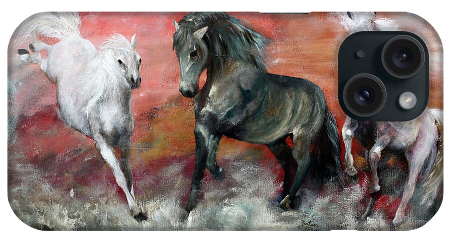 Wild Horses iPhone Case featuring the painting Diablo's Return by Barbie Batson