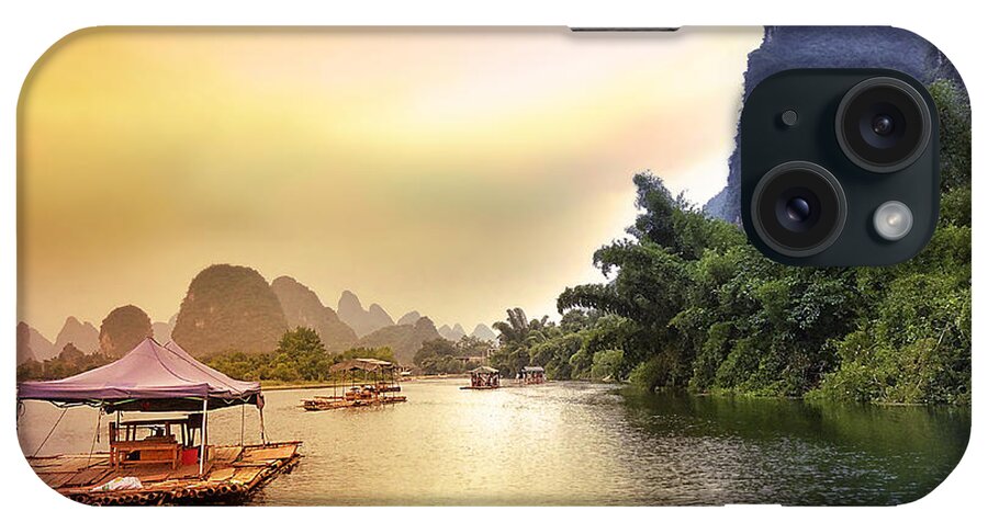 China iPhone Case featuring the photograph Yulong River drifting -ArtToPan- China Guilin sunshine scenery by Artto Pan