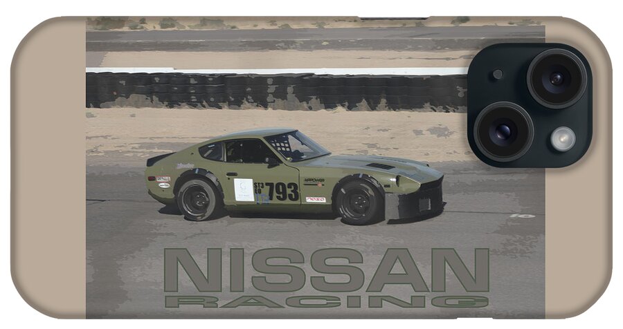 Nissan iPhone Case featuring the digital art 240Z race car by Darrell Foster