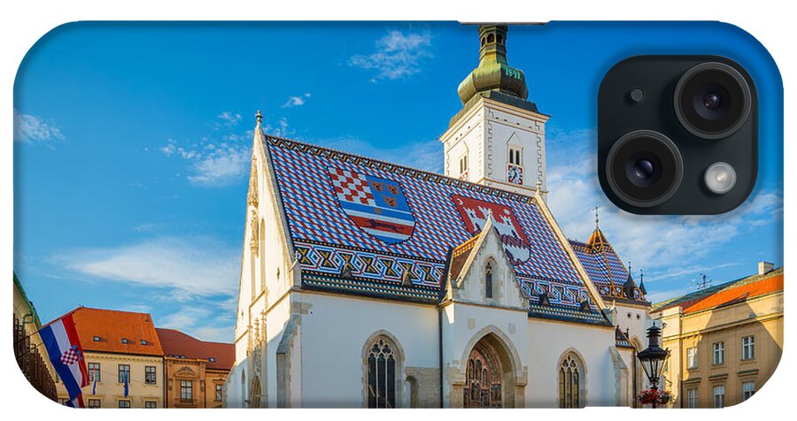 Adriatic iPhone Case featuring the photograph Zagreb St Mark's Church by Inge Johnsson