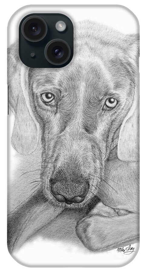Dog iPhone Case featuring the drawing ZEB by Mike Ivey
