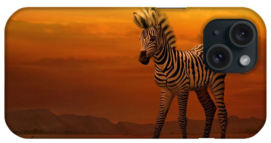Zebra Fawn iPhone Case featuring the digital art Zebra Fawn by John Wills