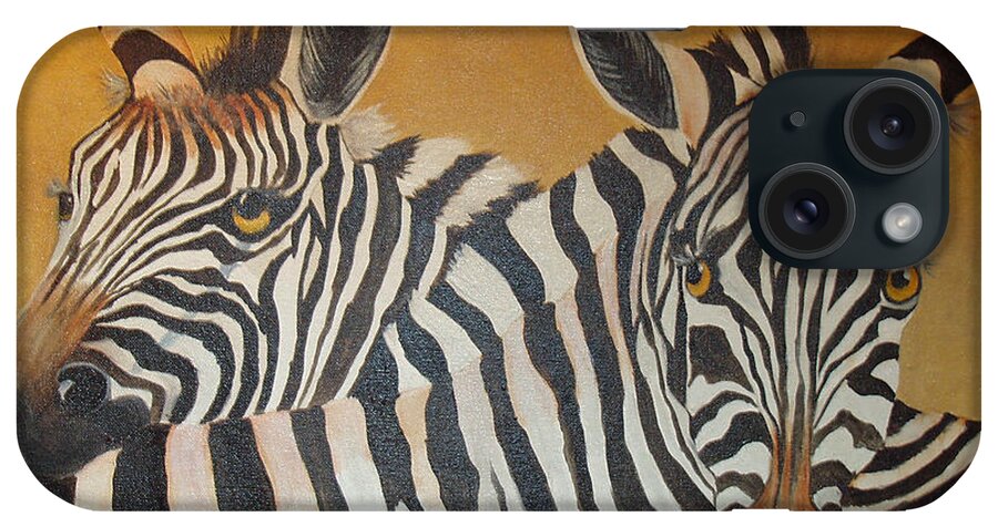 Zebra iPhone Case featuring the painting Zebra Love by Barbara Haviland