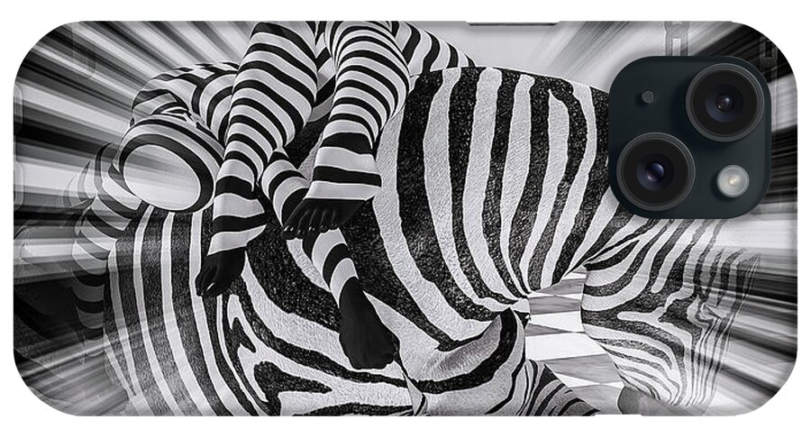 Surreal iPhone Case featuring the mixed media Zebra Time by Barbara Milton