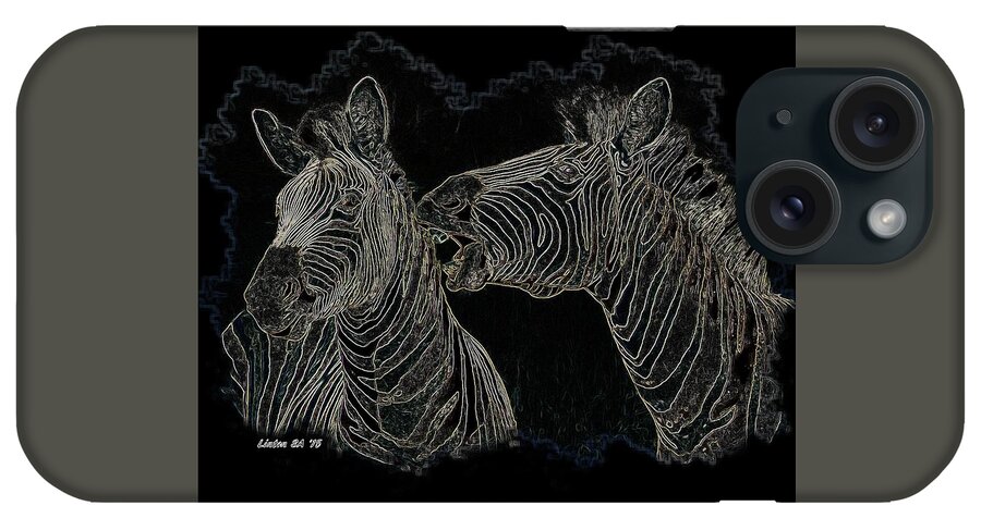 Zebra iPhone Case featuring the digital art Zebrax2 by Larry Linton
