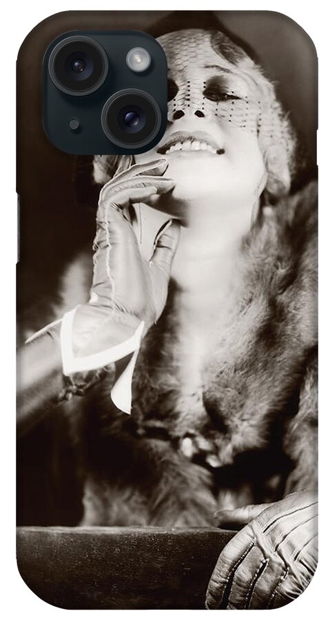 Ziegfeld Model By Alfred Cheney Johnston Stunning Lady In Furs And Gloves iPhone Case featuring the photograph Ziegfeld Model by Alfred Cheney Johnston stunning lady in furs and gloves by Vintage Collectables