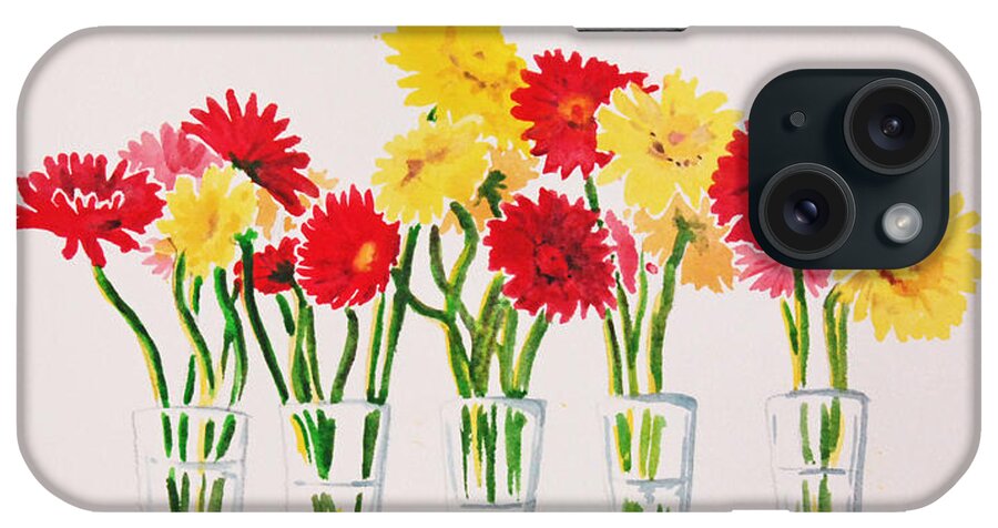 Floral iPhone Case featuring the painting Zinnias in a row by Heidi E Nelson