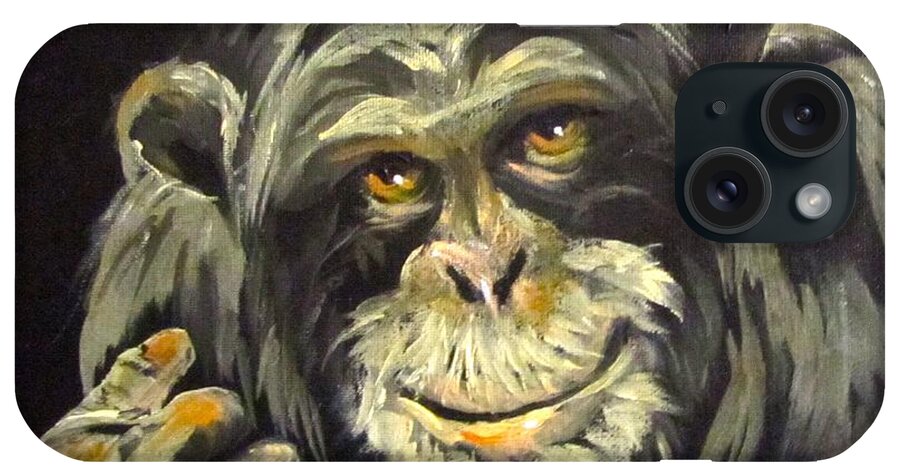 Chimp iPhone Case featuring the painting Zippy by Barbara O'Toole