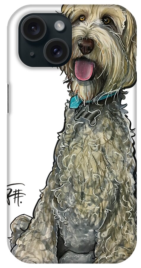 Labradoodle iPhone Case featuring the drawing Zwetsch 7-1513 by John LaFree