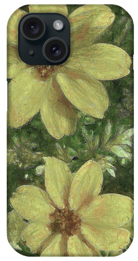 A Pair Of Pretty Painted Petals iPhone Case featuring the mixed media A Pair Of Pretty Painted Petals #1 by Leslie Montgomery