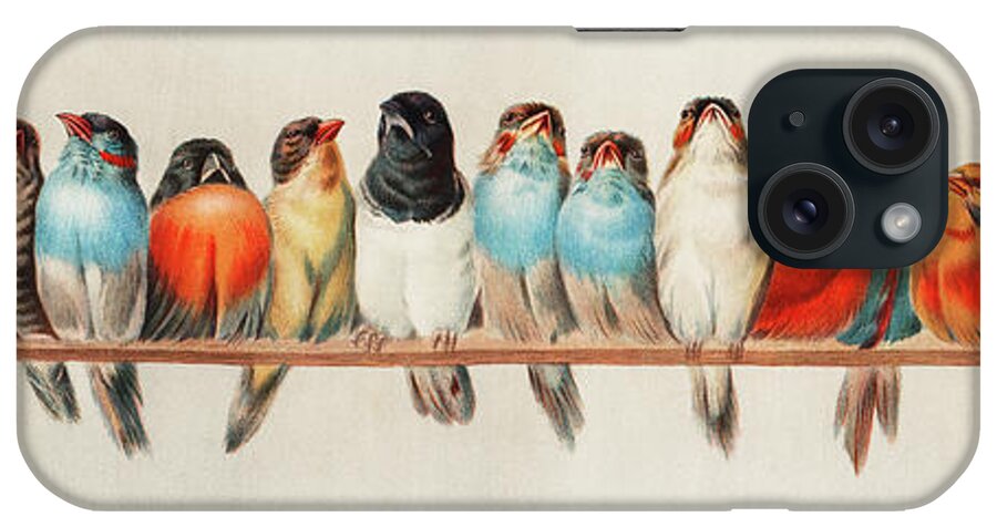 Hector Giacomelli iPhone Case featuring the painting A Perch of Birds, 1880 #1 by Hector Giacomelli