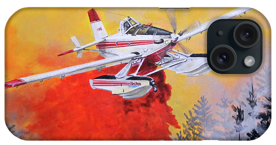 Air Tractor iPhone Case featuring the painting Air Tractor 802 Fire Boss by Karl Wagner