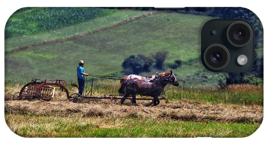 Amish iPhone Case featuring the photograph Amish farming #1 by Susan Jensen