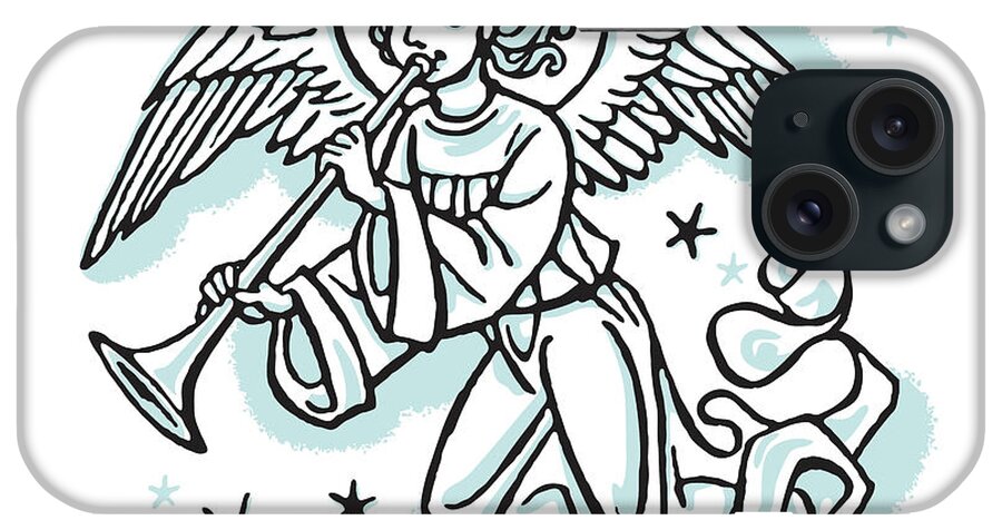 Adult iPhone Case featuring the drawing Angel Blowing Horn #1 by CSA Images