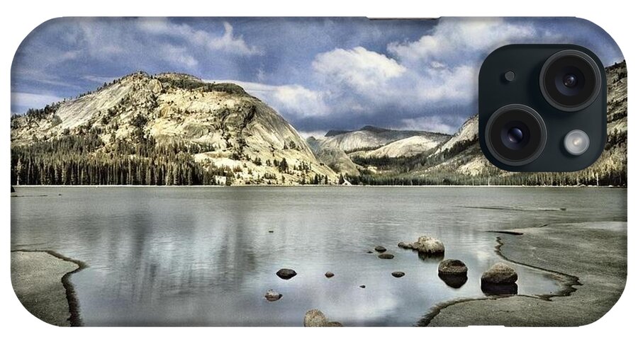 Colorized iPhone Case featuring the painting Ansel Adams - Fountain Geyser Pool, Yellowstone National Park, Wyoming colorized by Ahmet Asar #1 by Celestial Images