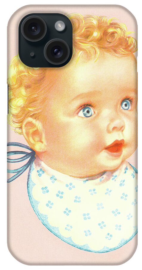 Baby iPhone Case featuring the drawing Baby with a Bib #1 by CSA Images