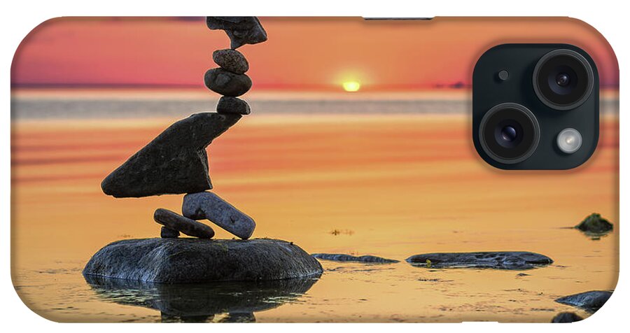 Meditation Zen Yoga Mindfulness Stones Nature Land Art Balancing Sweden iPhone Case featuring the photograph Balancing art #6-2 by Pontus Jansson