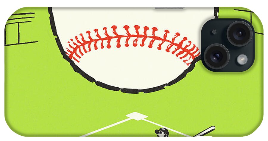 Adult iPhone Case featuring the drawing Baseball Player and Ball #1 by CSA Images