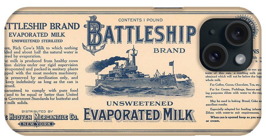 Milk iPhone Case featuring the painting Battleship Brand Unsweetened Evaporated Milk #1 by Unknown