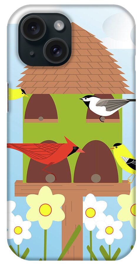 Bird iPhone Case featuring the digital art Bird Feeder #1 by Marie Sansone
