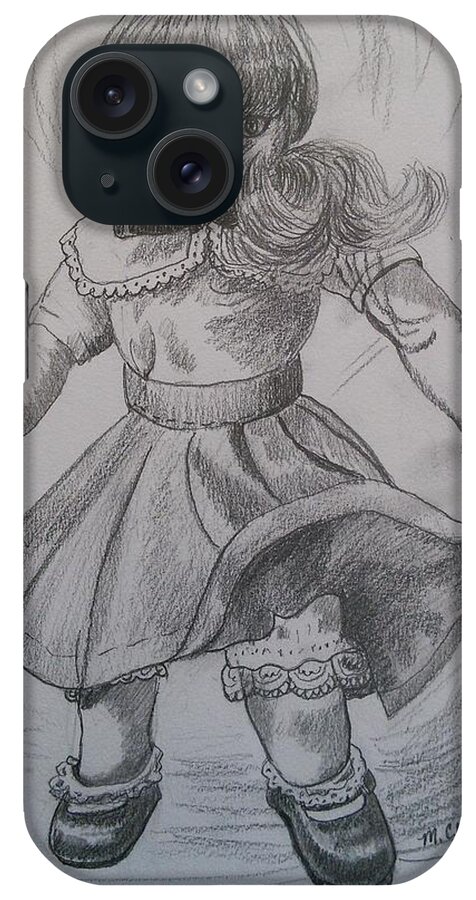 Dolls iPhone Case featuring the drawing Breezy Sally #1 by Margaret Crusoe