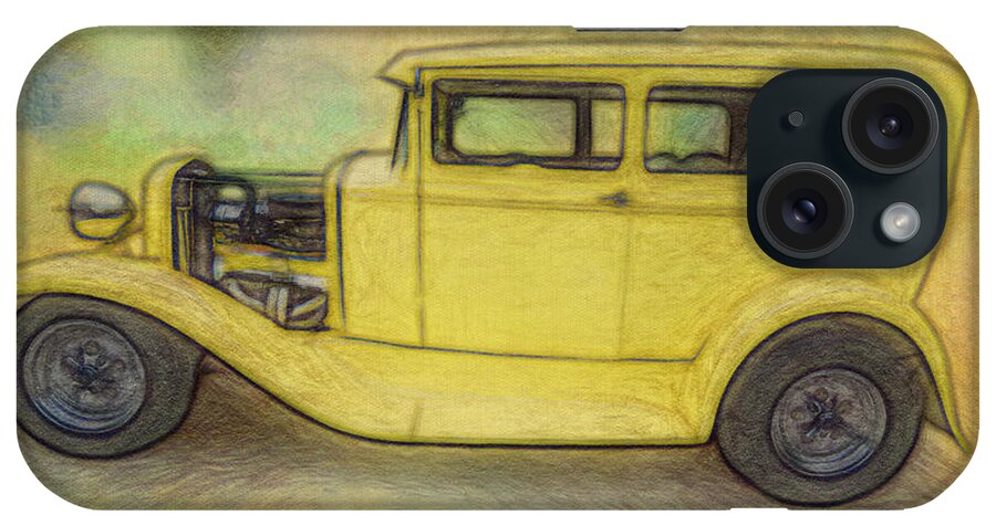 Canary Yellow Hot Rod iPhone Case featuring the photograph Canary Yellow Hot Rod #1 by Leslie Montgomery