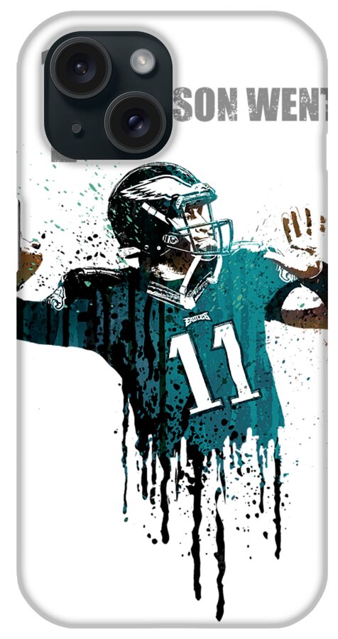 American iPhone Case featuring the painting Carson Wentz #1 by Art Popop