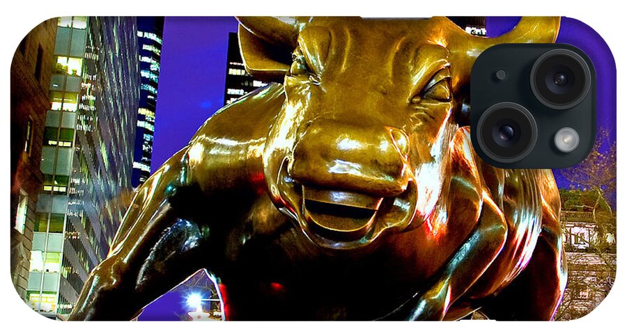 Estock iPhone Case featuring the digital art Charging Bull, Financial District, Nyc #1 by Claudia Uripos
