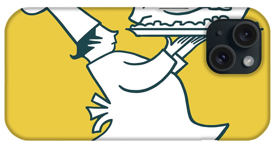 Accessories iPhone Case featuring the drawing Chef Carrying a Large Turkey on a Platter #1 by CSA Images
