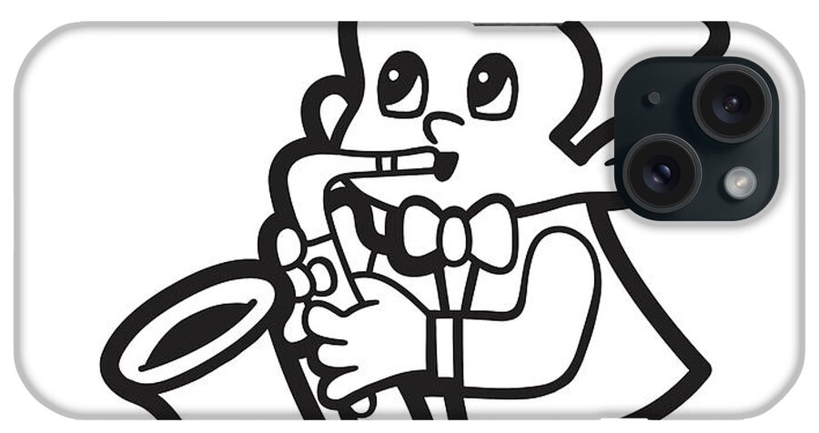 Archive iPhone Case featuring the drawing Child Playing a Saxophone #1 by CSA Images