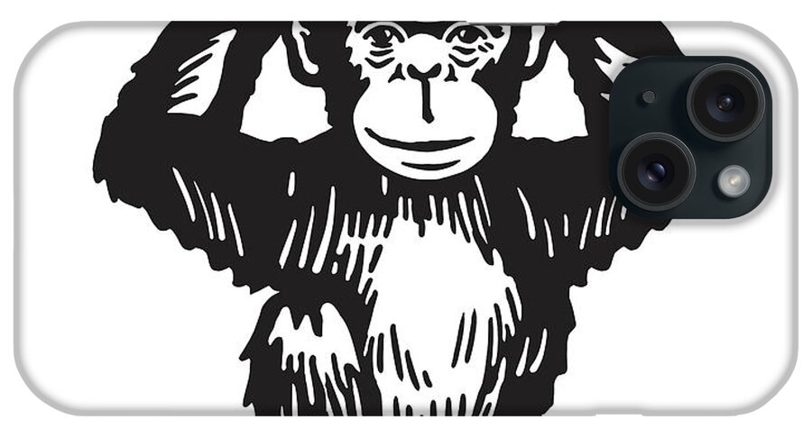 Animal iPhone Case featuring the drawing Chimpanzee with Hand on Head #1 by CSA Images