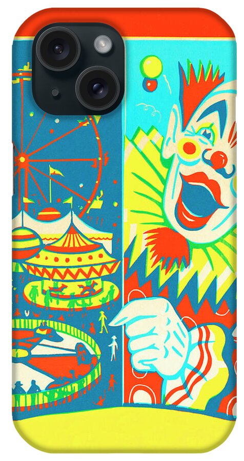 Amusement Park iPhone Case featuring the drawing Circus Clown #1 by CSA Images