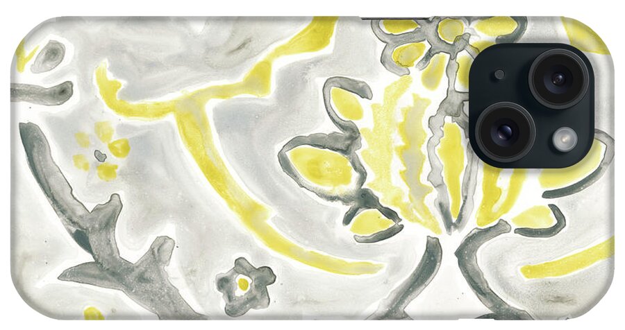 Decorative Elements iPhone Case featuring the painting Citron Damask Tile I #1 by June Erica Vess
