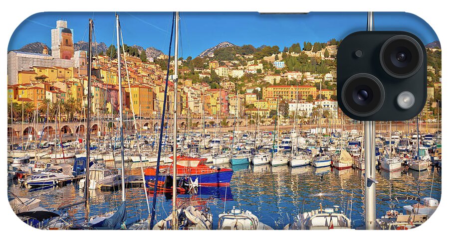 Menton iPhone Case featuring the photograph Colorful Cote d Azur town of Menton harbor and architecture view #1 by Brch Photography