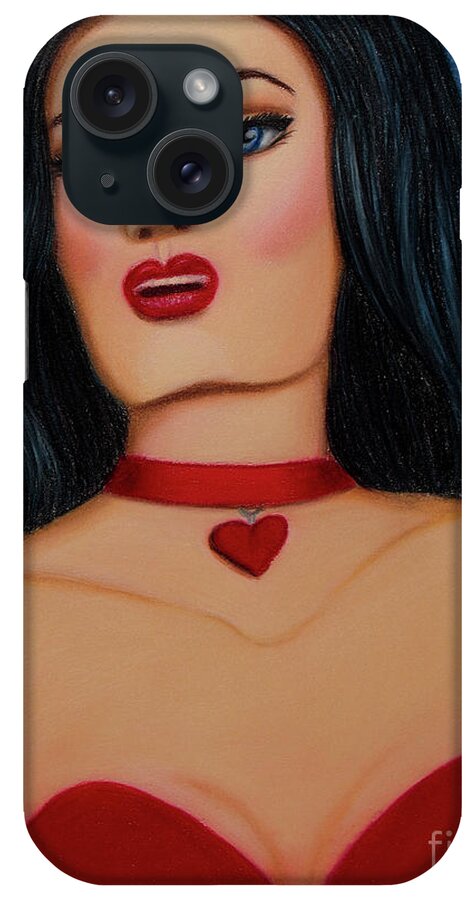 Fine Art iPhone Case featuring the drawing Crimson Heart #2 by Dorothy Lee