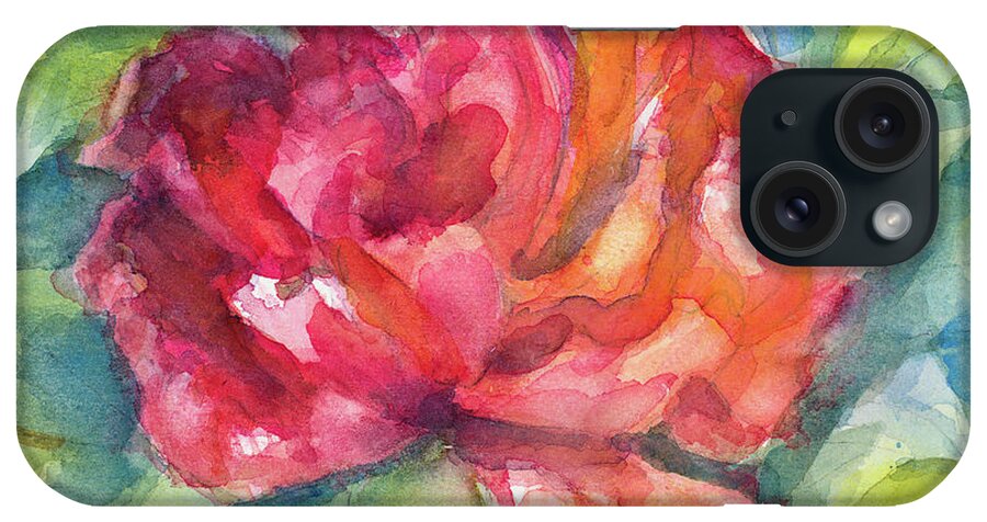 Crimson iPhone Case featuring the painting Crimson Peony #1 by Lanie Loreth