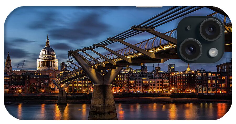 London Millennium Footbridge iPhone Case featuring the photograph Crossing The Thames #1 by Giuseppe Torre
