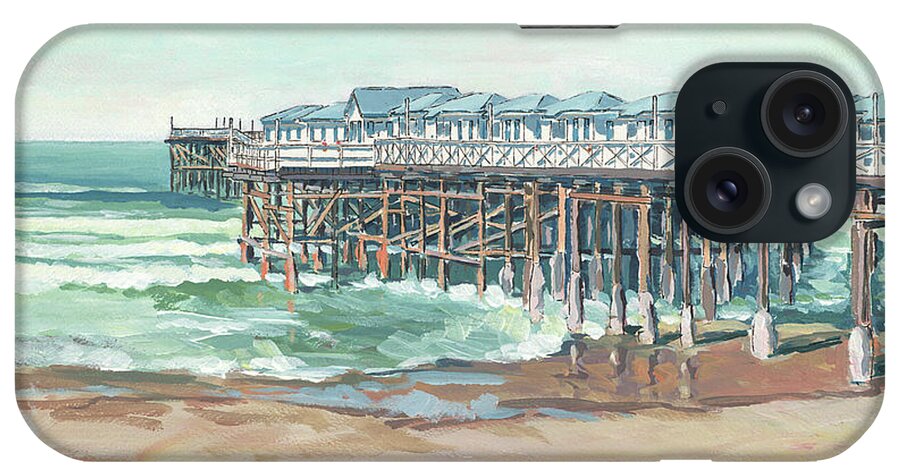 Crystal Pier iPhone Case featuring the painting Crystal Pier Pacific Beach San Diego California #1 by Paul Strahm