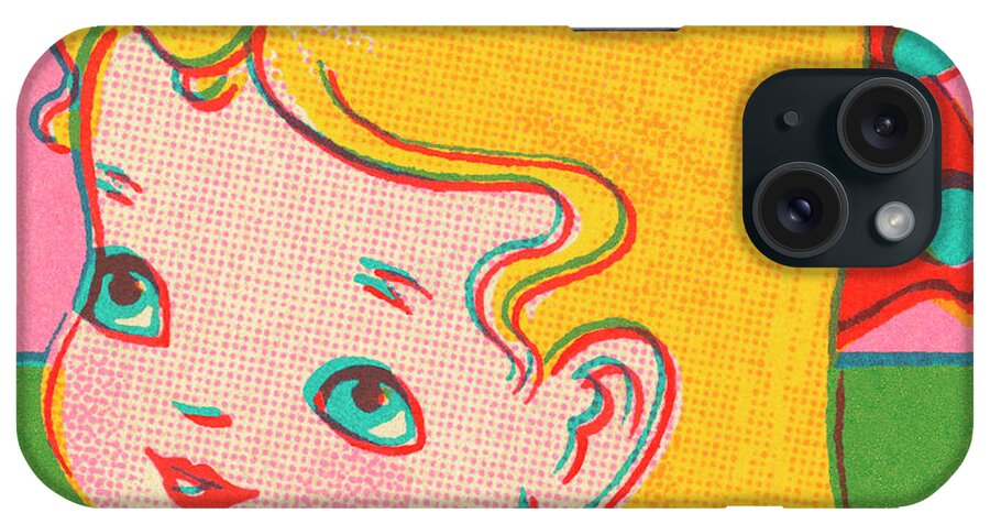 Blond iPhone Case featuring the drawing Cute Little Girl #1 by CSA Images
