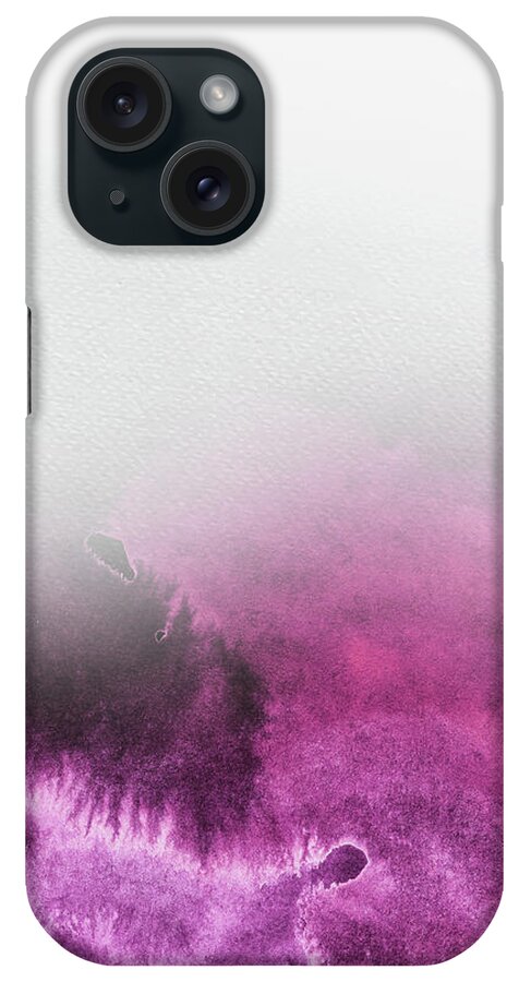 Landscape iPhone Case featuring the painting Dark Purple Watercolor #1 by Naxart Studio