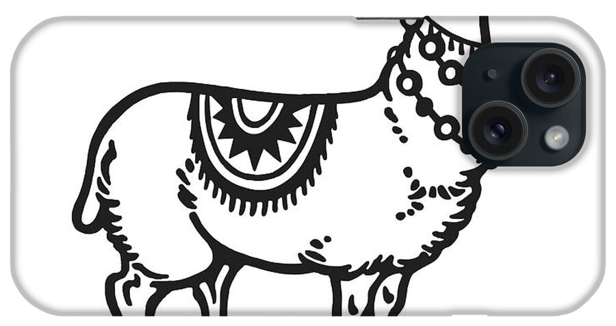 Alpaca iPhone Case featuring the drawing Decorated Llama #1 by CSA Images